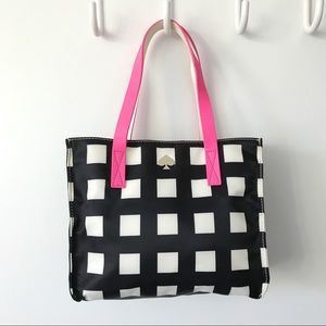 Kate Spade gridded bag w pink straps // euc